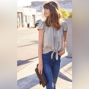 Cloth & Stone Anthropologie‎ Short Sleeve Shirt Top EVEREVE tie front madewell